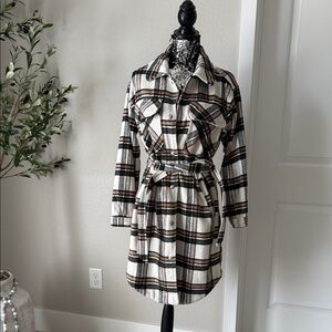 Blank NYC Plaid Jacket in Black, White, and Brown